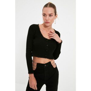 Trendyol Black Edge Detailed Crop Knitwear Cardigan