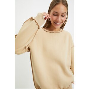 Trendyol Mink Bedstead Stitched Basic Knitted Raised Sweatshirt