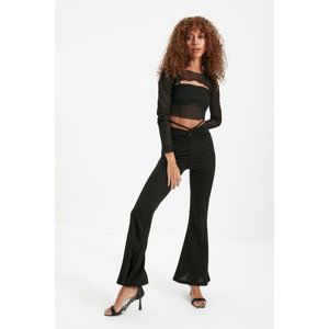 Trendyol Black Waist Detailed Scuba Knitted Trousers