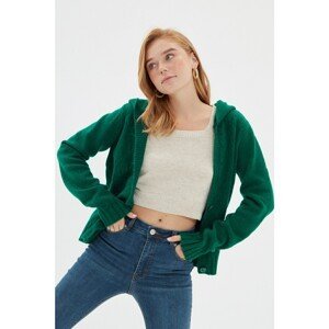 Trendyol Emerald Green Hooded Knitwear Cardigan