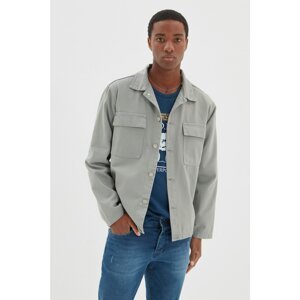 Trendyol Gray Men's Regular Pocket Detailed Denim Shirt Jacket