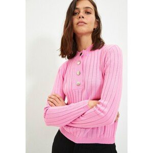 Trendyol Pink Button Detailed Knitwear Sweater