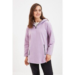 Trendyol Lilac Fleece Hooded Knitted Sweatshirt