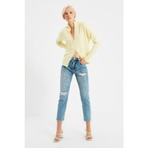 Trendyol Blue Ripped Detailed High Waist Mom Jeans