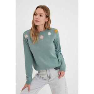 Trendyol Mint Embroidery Detailed Knitwear Sweater