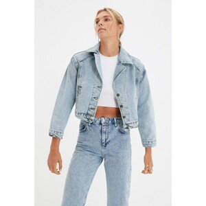 Trendyol Blue Double Breasted Denim Jacket