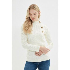 Trendyol Ecru Knitted And Button Detailed Knitwear Sweater
