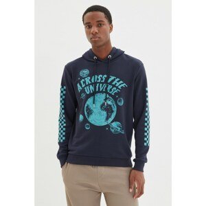 Trendyol Navy Men Regular Hoodie Sweatshirt