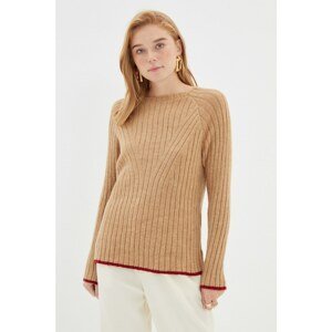 Trendyol Camel Roving Knitted Detailed Knitwear Sweater