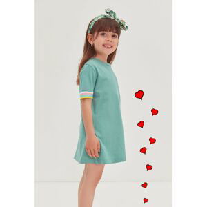 Trendyol Mint Stripe Detailed Girl Knitted Dress