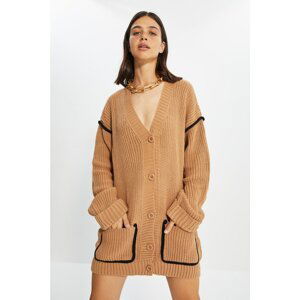 Trendyol Camel Pocket Detailed Knitwear Cardigan