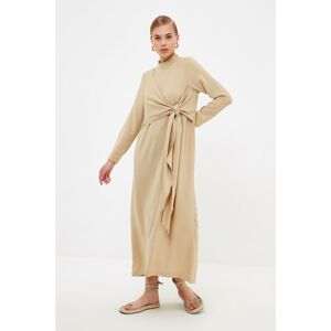 Trendyol Beige Tie Detailed Veiling Dress