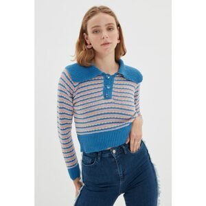 Trendyol Indigo Collar Detailed Knitwear Sweater