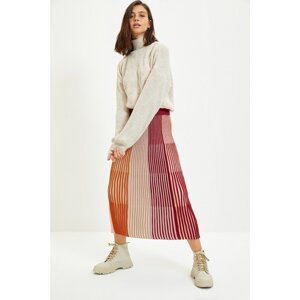 Trendyol Claret Red Color Block Knitwear Skirt