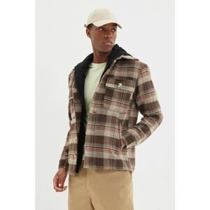 Trendyol Brown Men's Hooded Double Flap Pocket Overshirt Cachet Coat