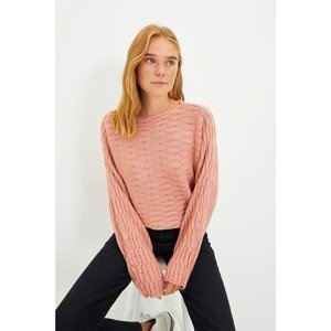 Trendyol Dried Rose Openwork Knitwear Sweater