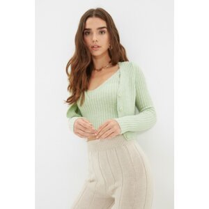 Trendyol Mint Crop Blouse Knitwear Cardigan