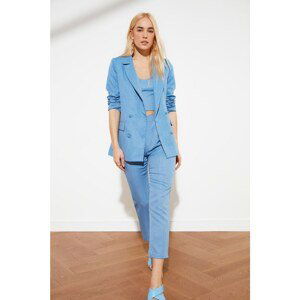 Trendyol Blue Pleated Ankle Length Trousers