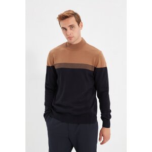 Trendyol Mink Men's Slim Fit Crew Neck Paneled Knitwear Sweater