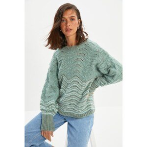 Trendyol Mint Openwork Oversize Knitwear Sweater