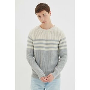 Trendyol Gray Men's Slim Fit Crew Neck Paneled Knitwear Sweater