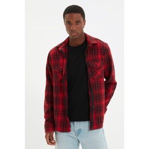 Trendyol Red Men's Plaid 2-Pocket Regular Shirt