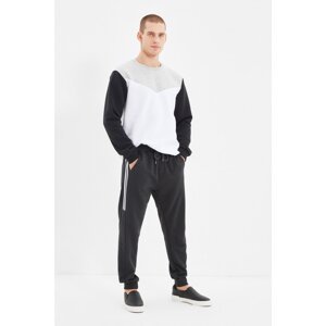 Trendyol Anthracite Men's Slim Fit Striped Elastic Leg Sweatpants