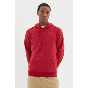 Trendyol Claret Red Men Regular Fit Long Sleeve Hooded Printed Sweatshirt