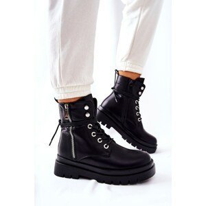Zip-up boots with tie Black Elissmo
