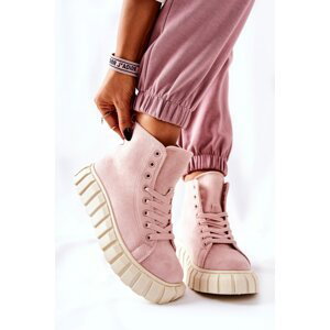 Suede High Platform Sneakers Pink Meniphise