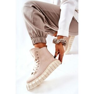 Suede High Platform Sneakers Beige Meniphise