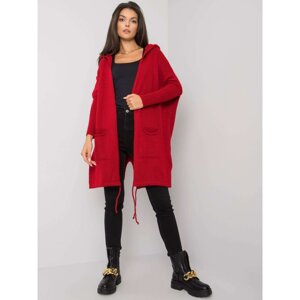 RUE PARIS Burgundy cardigan with a hood