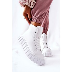 Leather High Platform Sneakers White Meniphise