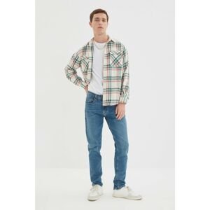 Trendyol Khaki Mens Relax Fit Shirt Collar Double Pockets Cuffed Lumberjack Plaid Shirt