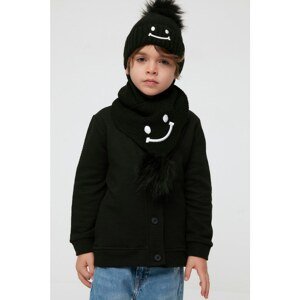 Trendyol Black Embroidery Detailed Boy Child Scarf Beanie Set