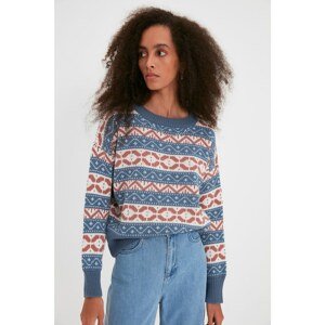 Trendyol Blue Jacquard Knitwear Sweater