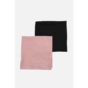 Trendyol 2-Pack Black-Pink Cotton Square Scarf