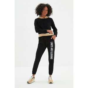 Trendyol Black Printed Slim Knitted Sweatpants