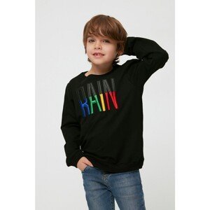 Trendyol Black Embroidered Boy Knitted Thick Sweatshirt