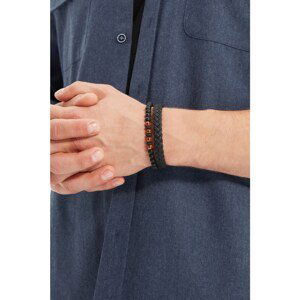 Trendyol Black Men's 2-Pack Genuine Leather and Stone Combined Bijouterie Bracelet