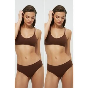 Trendyol 2-Pack Brown Seamless/Seamless Brazilian Panties
