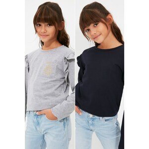Dievčenské oblečenie  Trendyol TKDAW22TS0115/Navy Blue-Lilac