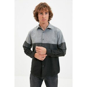Trendyol Gray Men's Slim Fit Paneled Shirt Collar Shirt