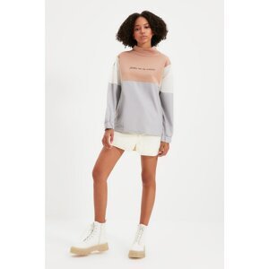Trendyol Multi Color Printed Stand Up Knitted Slim Sweatshirt
