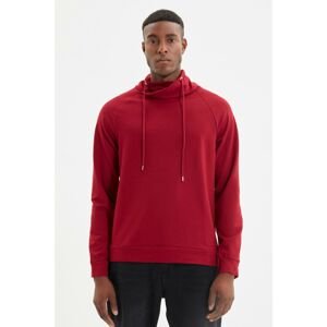 Trendyol Claret Red Men Regular Fit Collar Long Sleeve Basic Sweatshirt