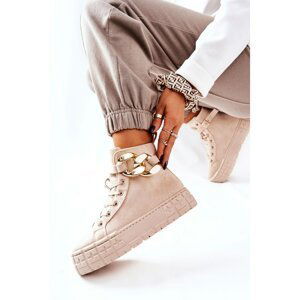 High Sneakers On A Platform Light Beige Evenia