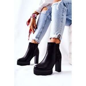 High stiletto leather boots Black Diomice