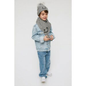 Trendyol Gray Embroidery Detailed Boy Child Scarf Beanie Set