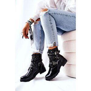 Leather Strapless Boots Black Kepherine