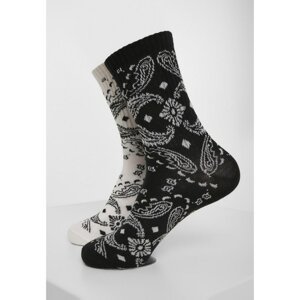 Bandana Pattern Socks 2-Pack Black/white